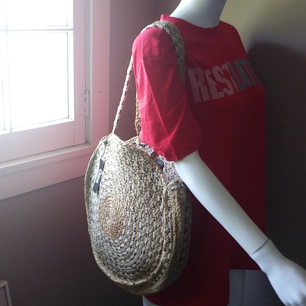 5 Star Rated Natural Jute Handbag Large Round - Picture 5 of 5